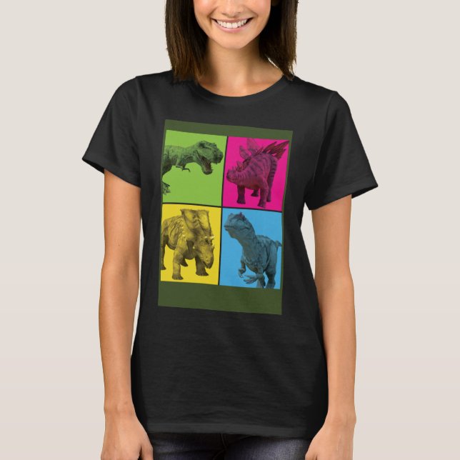 Dinosaur Pop-Kunst für Jungen und Mädchen, die Din T-Shirt (Vorderseite)
