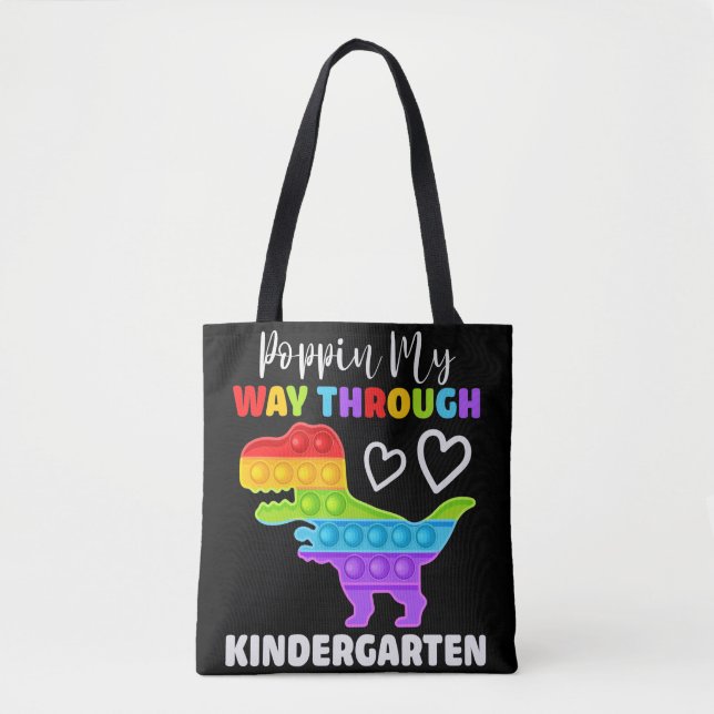 Dinosaur Poppin My Way Through Kindergarten Tasche (Vorderseite)
