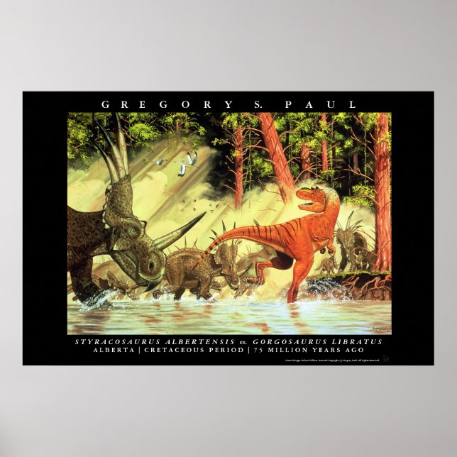 Dinosaur Poster Styracosaurs Gorgosaurus Greg Paul (Vorne)