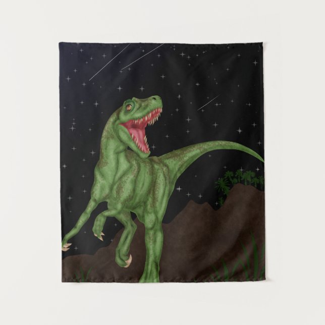 Dinosaur - prähistorische Nacht Wandteppich (Vorderseite)