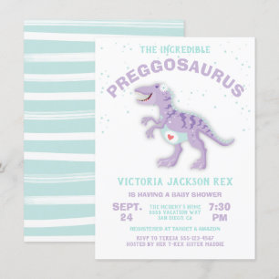 Dinosaur Preggosaurus Baby Shower Boy Invitation