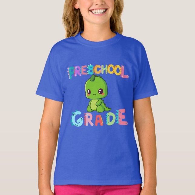 Dinosaur Preschool GRADE Squad Lehrschule T-Shirt (Vorderseite)