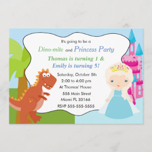 Dinosaur Princess Invitation Anniversaire de enfan