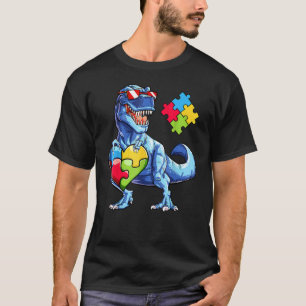 Dinosaur-Puzzleteil Autismus-Bewusstsein Jungen Ki T-Shirt