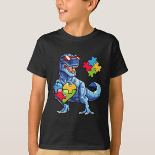 Dinosaur-Puzzleteil Autismusrisiko Jungen Kinder M T-Shirt