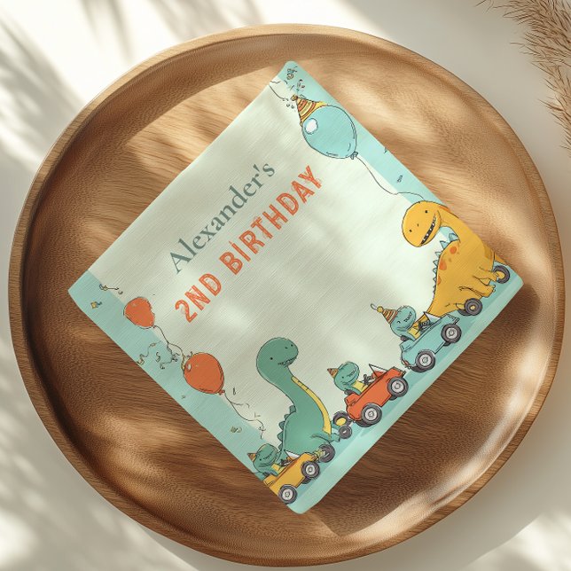 Dinosaur Race Auto 2. Geburtstag Serviette (Von Creator hochgeladen)