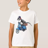 Dinosaur Raptor auf einem Scooter-T - Shirt
