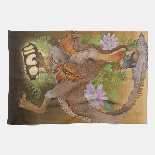 Dinosaur Raptor Jungle Art Geschirrtuch (Horizontal)