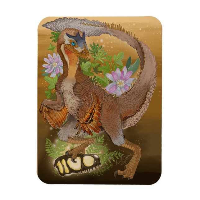 Dinosaur Raptor Jungle Art Magnet (Vertikal)
