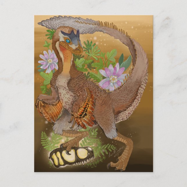 Dinosaur Raptor Jungle Art Postkarte (Vorderseite)