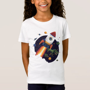 Dinosaur-Raumraketenschiff-Abenteuer im Weltraum T-Shirt