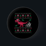 Dinosaur Reindeer Sleigh Ugly Christmas  Button<br><div class="desc">Dinosaur Reindeer Sleigh Ugly Christmas</div>