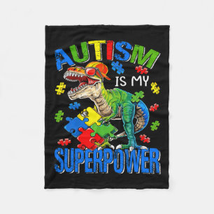 Dinosaur Rex Autismus ist meine Supermacht Autismu Fleecedecke