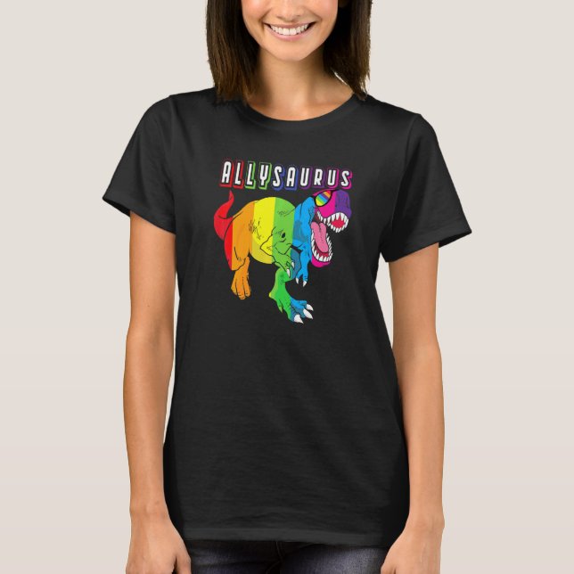Dinosaur Rex Lgbt Gay Pride Flag Allysaurus Ally m T-Shirt (Vorderseite)