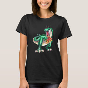 Dinosaur Rex Pilger Hut Pizza Erntedankfest Vegan T-Shirt