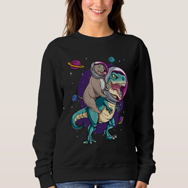 Dinosaur Rex Space Planets Sparkles Sweatshirt (Vorderseite)
