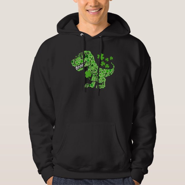 Dinosaur Rex St Patricks Day Kleeblatt Erwachsene  Hoodie (Vorderseite)