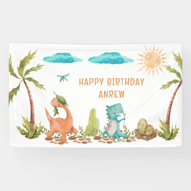 Dinosaur Rex Symbole d'anniversaire Bannière Enfan (Horizontal)