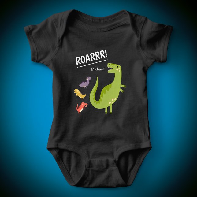 Dinosaur Roar Green Mit Monogramm Boy Baby Strampler (Von Creator hochgeladen)
