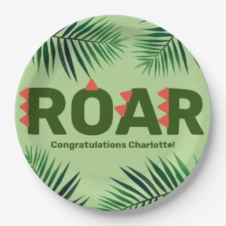 Dinosaur Roar Jungle Ferns Baby Shower Pappteller