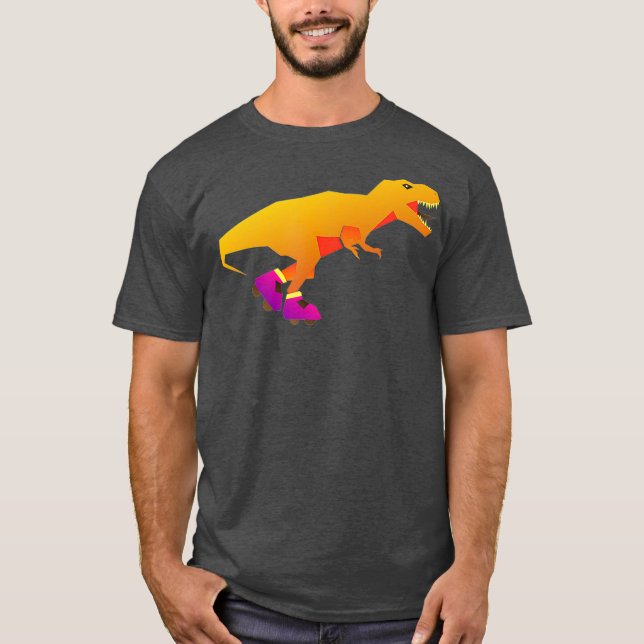 Dinosaur Roller-Skate Inline-Skate Funny T-Rex T-Shirt (Vorderseite)