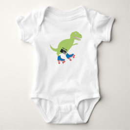 Dinosaur Roller Skaten Holding Radio Baby Strampler