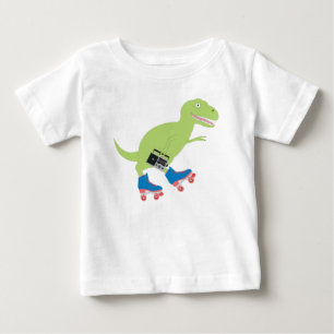 Dinosaur Roller Skaten Holding Radio Baby T-shirt