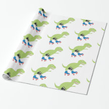 Dinosaur Roller Skaten Holding Radio