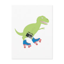 Dinosaur Roller Skaten Holding Radio