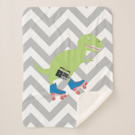 Dinosaur Roller Skaten Holding Radio Sherpadecke