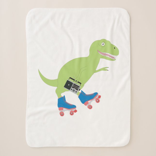 Dinosaur Roller Skaten Holding Radio Sherpadecke (Vorderseite)