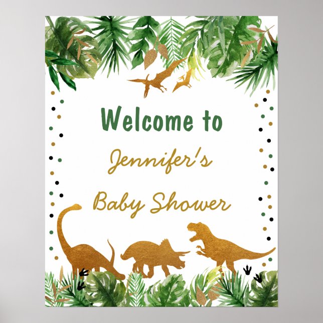 Dinosaur Safari Baby Shower Welcome Poster (Vorne)