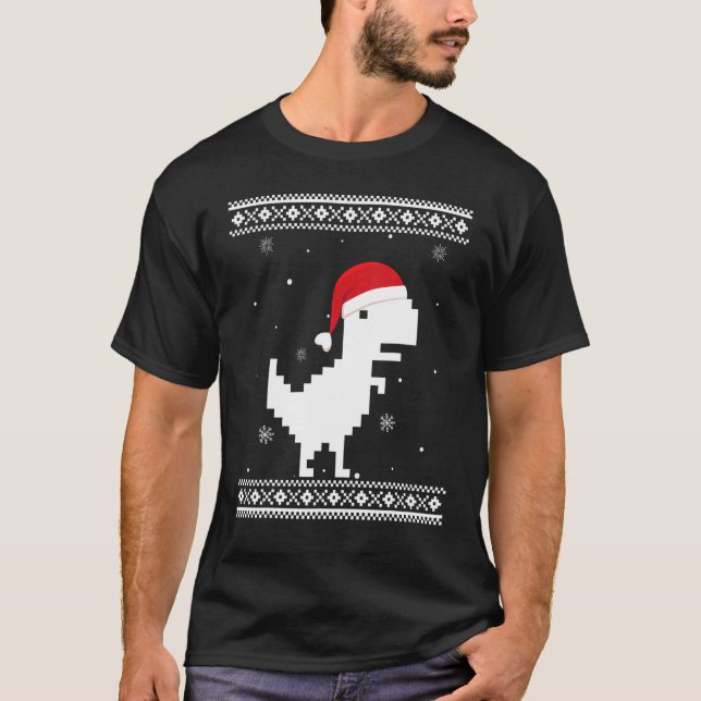 Dinosaur Santa Clause Big T-Rex Santa Ugly Christm T-Shirt (Vorderseite)