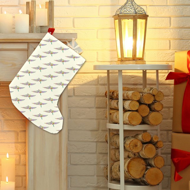 Dinosaur Santa Pterodactyl Funny Colorful Kids Kleiner Weihnachtsstrumpf (Christmas dinosaurs wearing santa hats pterodactyl flying dino pattern holiday stocking )