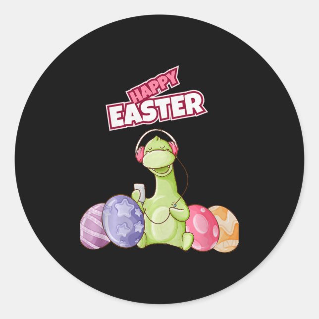 Dinosaur Say Happy Easter Premium Tri-blend  Runder Aufkleber (Vorderseite)