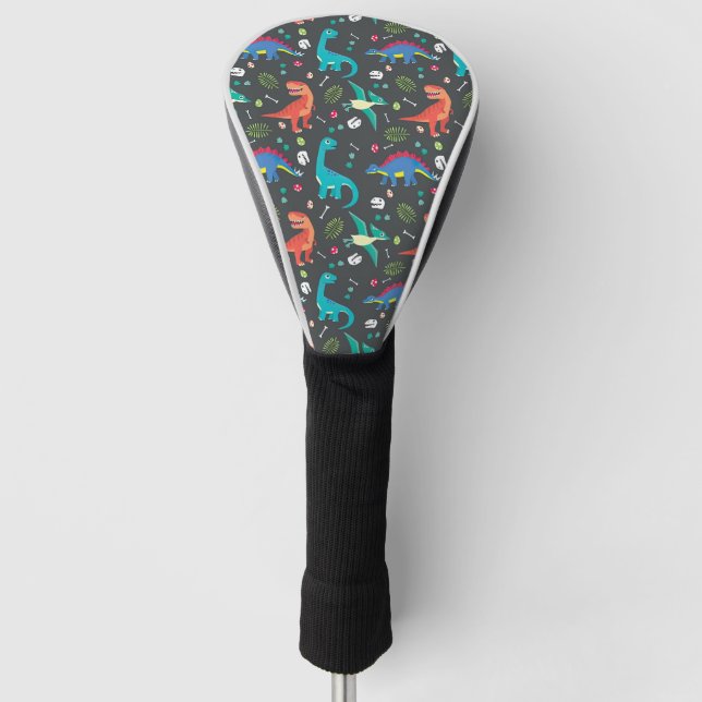 Dinosaur Seamloses Muster, Dinosaur Nahtloses Must Golf Headcover (Vorderseite)