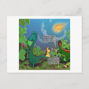 Dinosaur Selfie Funny Comic Postkarte