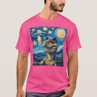 Dinosaur Selfie Van Gogh Style Alien T-Shirt