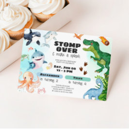 Dinosaur & Shark Under the Sea Sibling Birthday Einladung
