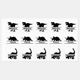 Dinosaur-Silhouette Personalisierte Namen Labels Etiketten