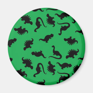 Dinosaur-Silhouetten auf grünem Hintergrundmuster Magnet