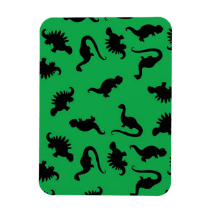 Dinosaur-Silhouetten auf grünem Hintergrundmuster Magnet