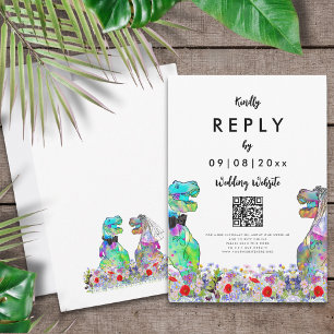 Dinosaur Site Mariage Réponse Code QR Carte RSVP