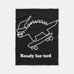 Dinosaur Skateboarding Fertig Fürs Bett  Fleecedecke