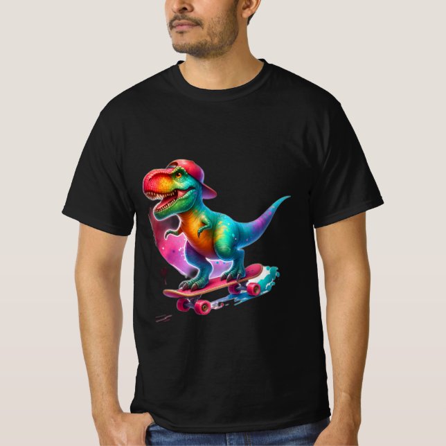 Dinosaur Skateboarding T-Shirt (Vorderseite)
