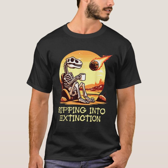 Dinosaur Skeleton Spaß beim Einsippen in den Ausst T-Shirt (Vorderseite)
