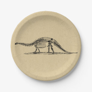 Dinosaur Skeleton Vintag Art Pappteller