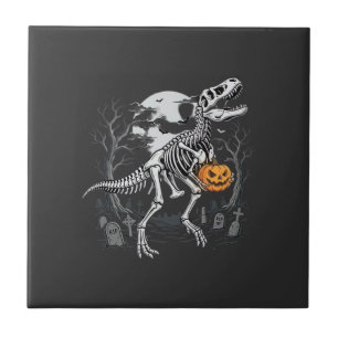 Dinosaur-Skelett-Halloween-Kürbis-Friedhof-Desi Fliese