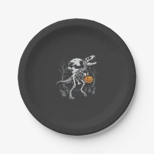 Dinosaur-Skelett-Halloween-Kürbis-Friedhof-Desi Pappteller