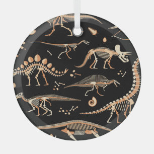 Dinosaur Skelette, Fossilien, vintage Muster. Ornament Aus Glas